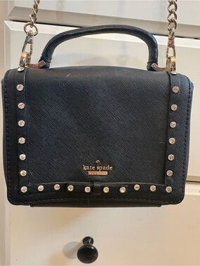 kate spade black stud-embellished crossbody with top handle